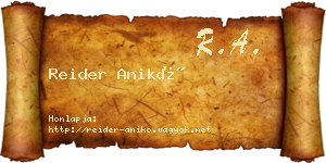 Reider Anikó névjegykártya