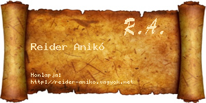 Reider Anikó névjegykártya